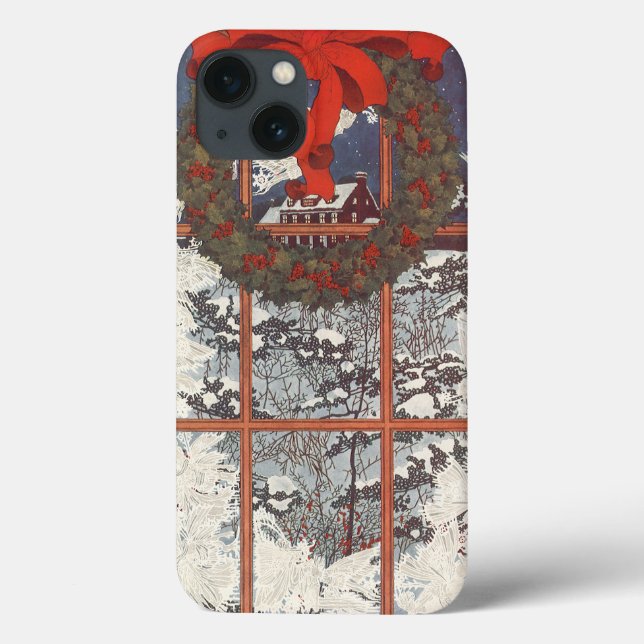 Natais vintages em uma janela com neve (Verso)