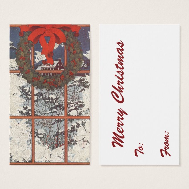 Natais vintages em uma janela com neve (Frente & Verso)