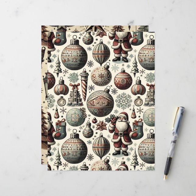 Natais vintages Ephemera Scrapbook Paper (Frente/Verso In Situ)