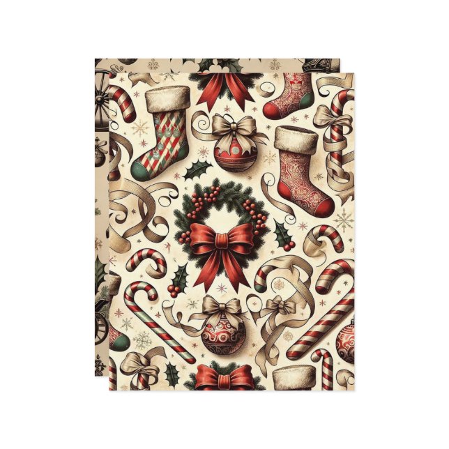 Natais vintages Ephemera Scrapbook Paper (Frente/Verso In Situ)