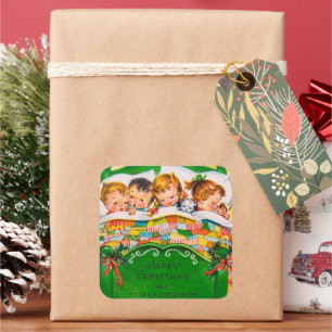 Natais vintages Etiqueta de crianças de férias