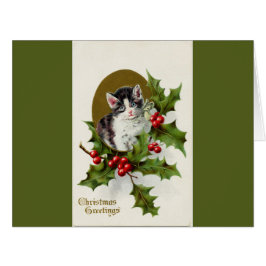 Natais vintages Kitten Green - Grande Cartão de Sa