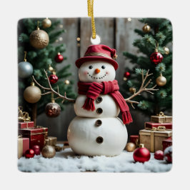 Natais vintages - Ornamento Quadrado Cerâmico