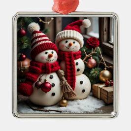 Natais vintages - Ornamento Quadrado Premium