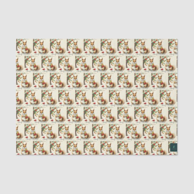 Natais vintages Papel de Tecido Quadrado (Frente )