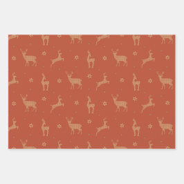 Natais vintages, Reindeer, Xadrez, Flocos de neve,