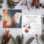 Natais vintages, Retro Papai Noel Convite<br><div class="desc">Fácil de personalizar o Convite de festas de Natal,  basta adicionar suas informações! Ilustração Vintage Imagem de Natal feliz apresentando um Papai Noel alegre vestindo seu chapéu vermelho e verificando sua maldita ou bela lista na véspera de Natal.</div>