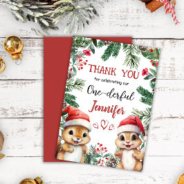 Natal 1º Aniversário Cartões de agradecimentos de