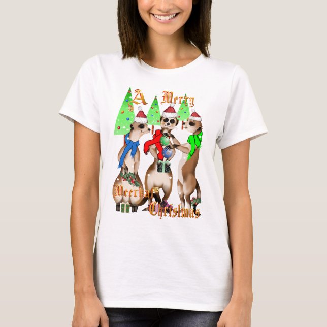 Natal alegre de Meerkat e camisas da neve (Frente)