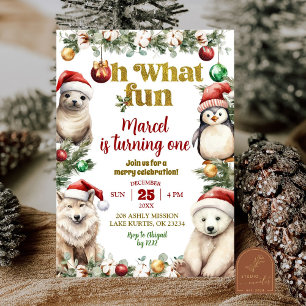 Natal - Animais Árticos Divertidos Convite de Aniv