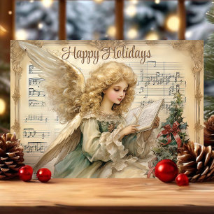 Natal Anjo Notas Musicais Vintage