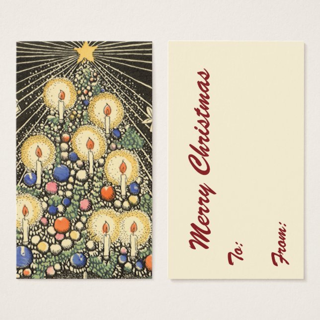 Natal Antigo, Árvore com Velas e uma Estrela (Frente & Verso)