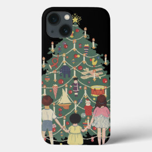 Natal Antigo Crianças ao Redor de uma Árvore Decor