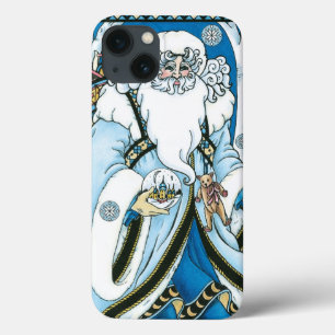 Natal Antigo, Papai Noel Azul com Bola de Neve