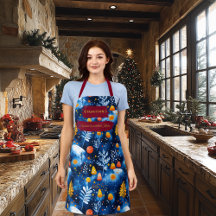 Natal azul com Cogumelos, Folhas e Neve