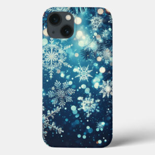 Natal Azul com Flocos de Neve