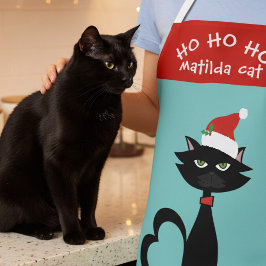 Natal Cat Santa Hat Ho Ho Ho Holiday Apron