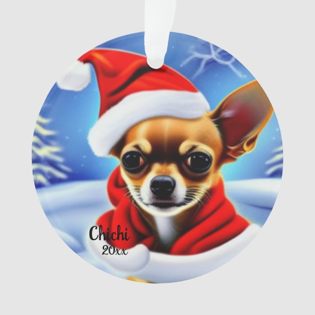 Natal Chihuahua, Ornamento de Cachorros Papais noe (Frente)