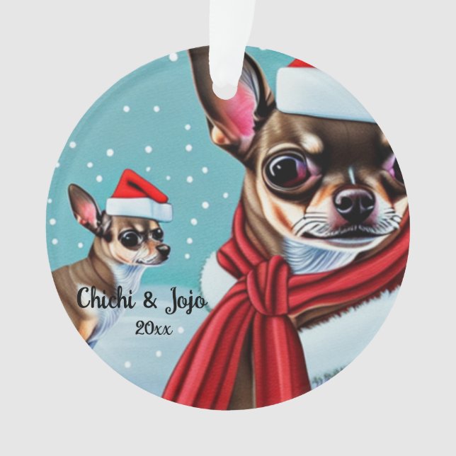 Natal Chihuahua, Ornamento de Cachorros Papais noe (Frente)