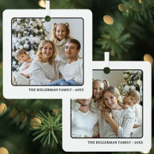 Natal Clássico de Família com Duas Fotos em Ambos