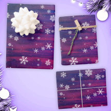 Natal com Floco de Neve Roxo Rosa Madeira Rústica