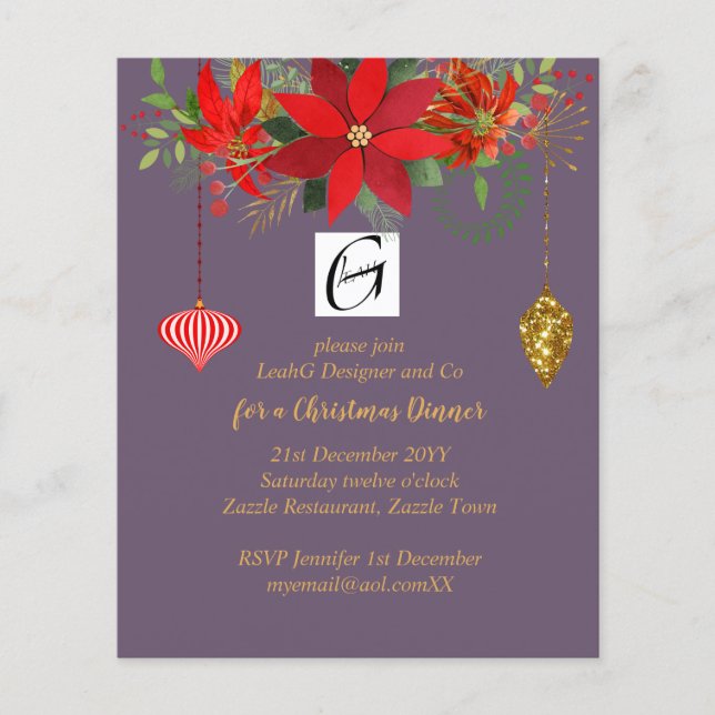 Natal Corporativo Poinsettia Mauve Vermelho Dourad (Frente)