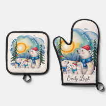 Natal da família de ursos polares de inverno