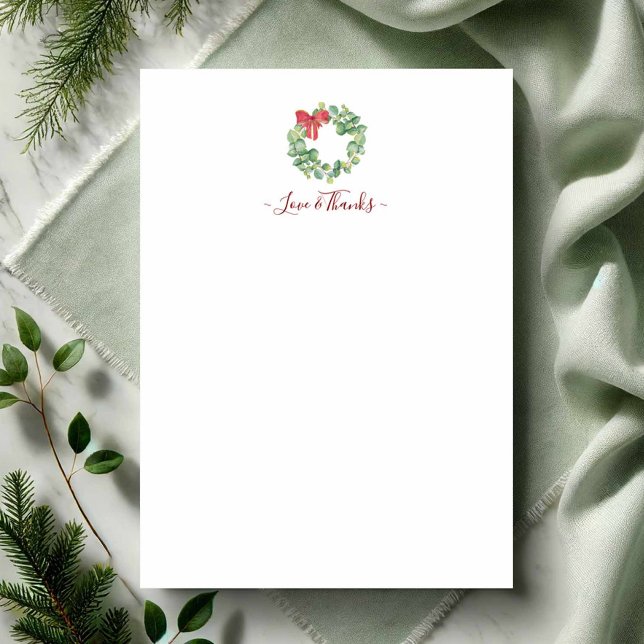 Natal de recém-casados Obrigado Cartões (Personalized Christmas notecards watercolor wreath art by Victoria Grigaliunas Do Tell A Belle)