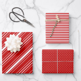 Natal de Strips e Pontos Diagonais Branco-Vermelho