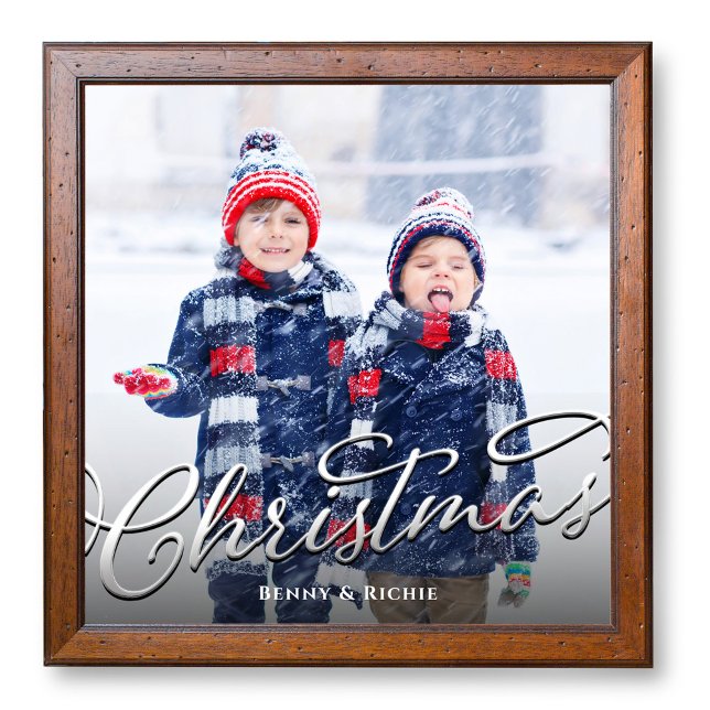Natal do modelo de foto da família simples (Christmas script photo poster template, available in various sizes. )