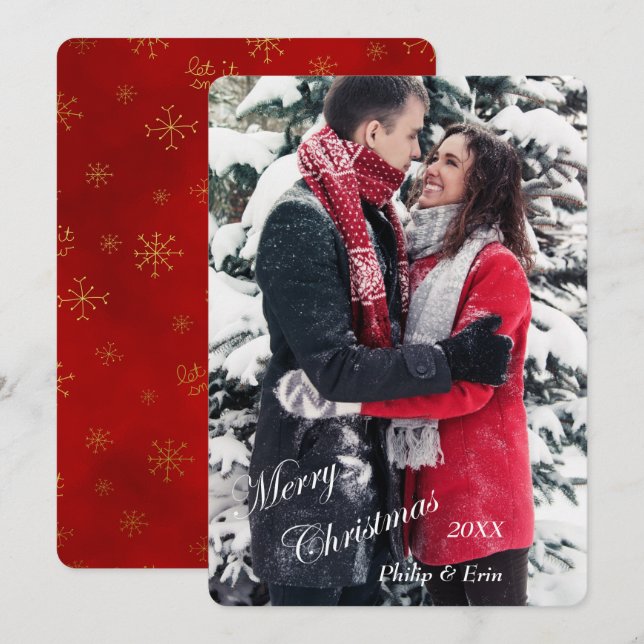 Natal do Modelo de Fotografia do Floco de Neve Dou (Frente/Verso)