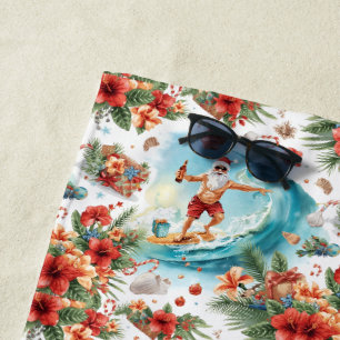 Natal do Papai Noel Surfista com Toalha de Praia d