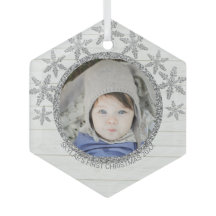Natal do Silver Snowflake Chic Round