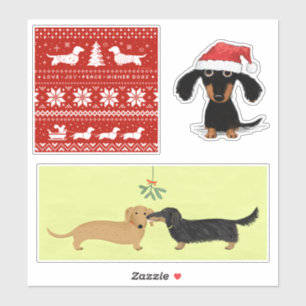 Natal do Wiener Dogs   Adesivos Dachshund Holiday