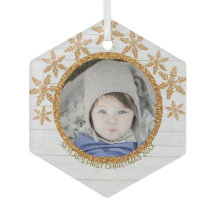 Natal Dourado com floco de neve Quadrado Foto redo