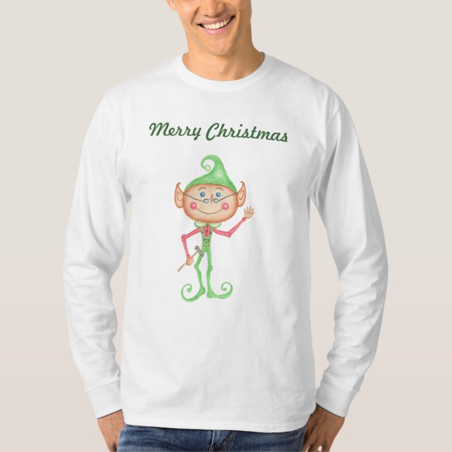 Natal Elf Felry Christmas T-Shirt (Frente)