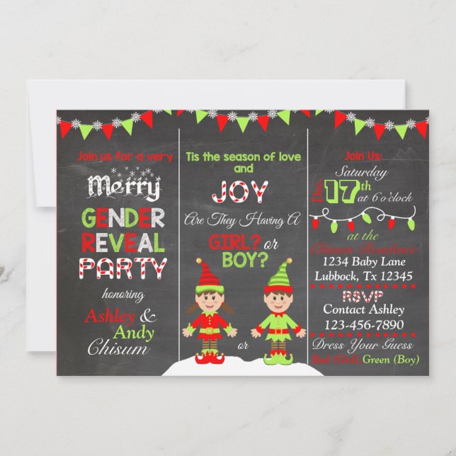 Natal Elf Gênero Revele Convite (Frente)