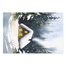 Natal em Aquarela de Cabana de Inverno Vintage