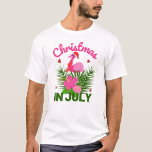Natal Em Julho, Camisa De T Flamingo De Verão Gela