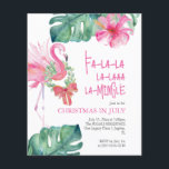 Natal em julho Flyer Watercolor Flamingo<br><div class="desc">Celebre a temporada com este Natal no folheto de julho — uma maneira divertida e festiva de convidar convidados para a sua festa de verão sobre temas tropicais! Esta design de flamingo cor-de-água rosa é emparelhada com folhas de palma da monstera e a frase brincalhona "Fa-la-la-la-la-la-la-mingle" em tipografia escrita à...</div>