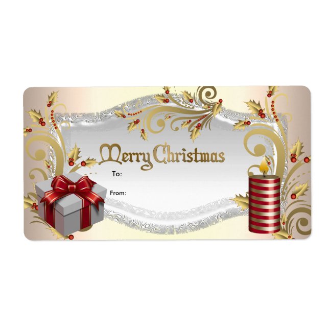 Natal - Etiqueta de Presente Vermelho Branco Xmas (Frente)