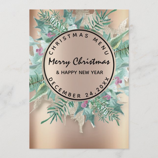 Natal Eve Holiday Winter Menu Rosa Wreath (Frente)