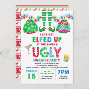 Natal feio Elfed do convite de festas da camisola