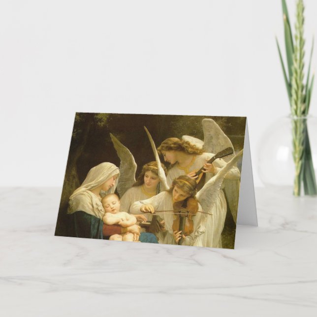 NATAL FELIZ MADONA E MENINO COM ANJOS Cartão (Frente)