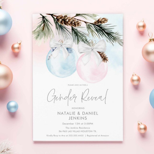 Natal Gênero Revelar Convite para Chá de fraldas (Winter Gender Reveal Invitation)