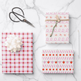 Natal Gingham, Rosa Branco Simples Geométrico