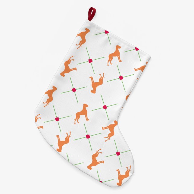 Natal Grande Meia com padrão de Bulldog Francês (Frente (Pendurada))