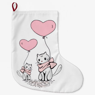 Natal Grande Meia de Natal, Gato Corações Vermelhos Amor