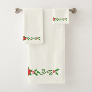 Natal Holly e Poinsettias Bath Conjunto
