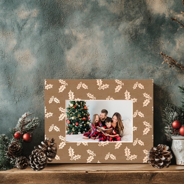 Natal Holly Wooden (Etched Holly Christmas Frame )